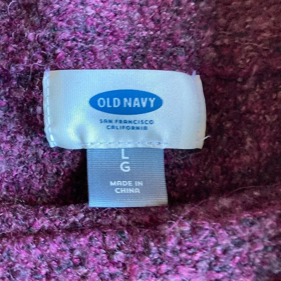 𝅺Old Navy Marled Nubby Purple Pullover Wool‎ Blend Sweater, Size Large - Picture 4 of 7